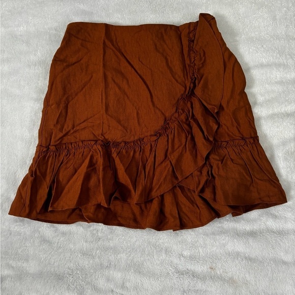 Express Ruffle Mini Skirt Elastic‎ Waist Casual Brown Skirt Size S - Picture 2 of 3